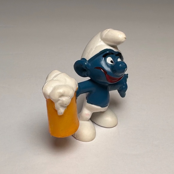 Vintage Party Smurf Be*r Mug Bully Hong Kong 1980s PVC Figure - Picture 2 of 8
